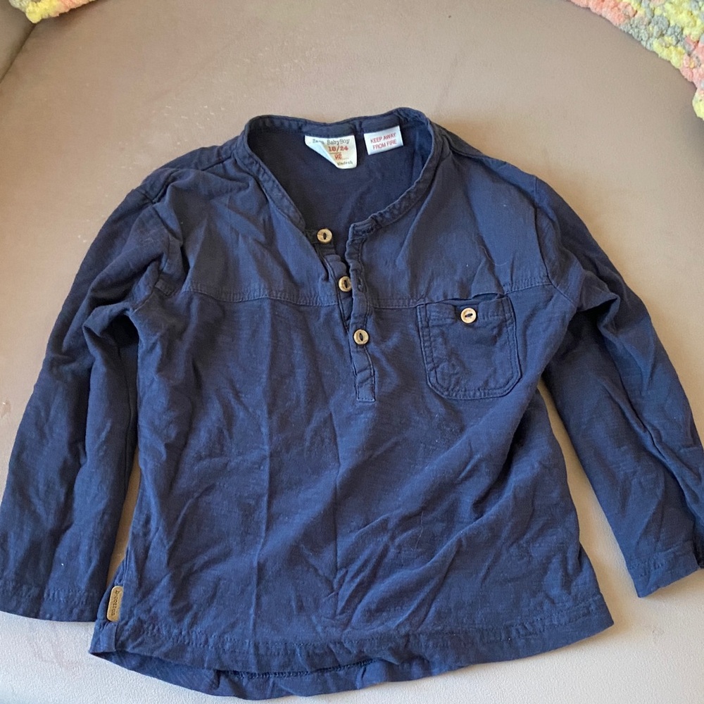 Zara Dark Blue Long Sleeve Kids Tee18-24 mos